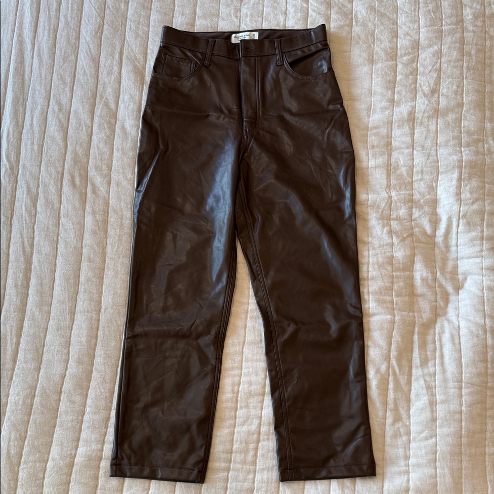 Abercrombie Brown Faux Leather Pants